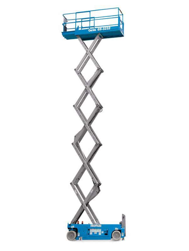 Genie 32' narrow scissor lift for rent from National Lift Truck in Chicago, Memphis, or Little Rock