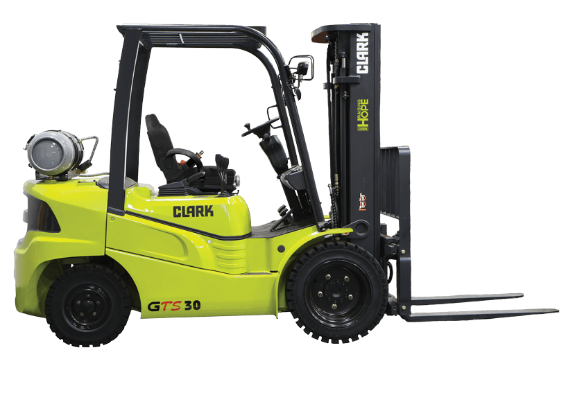 Clark 5,000 lb. Pneumatic tire forklift GTS20-25-30-33 for rent from National Lift Truck in Chicago, Memphis, or Little Rock